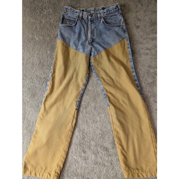 Wrangler Brush Pants Rugged Wear Mens 33 x 32 Canvas And Denim Double Knee - Picture 1 of 10